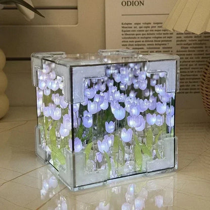 Tulip Flower Cube Three-Dimensional Small Night Lamp