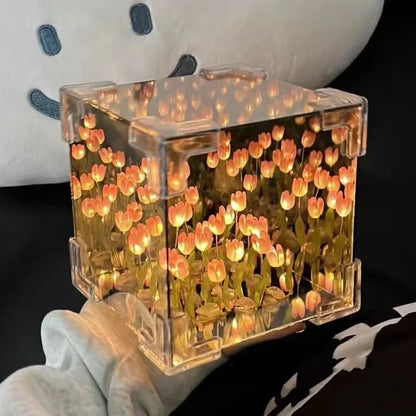 Tulip Flower Cube Three-Dimensional Small Night Lamp